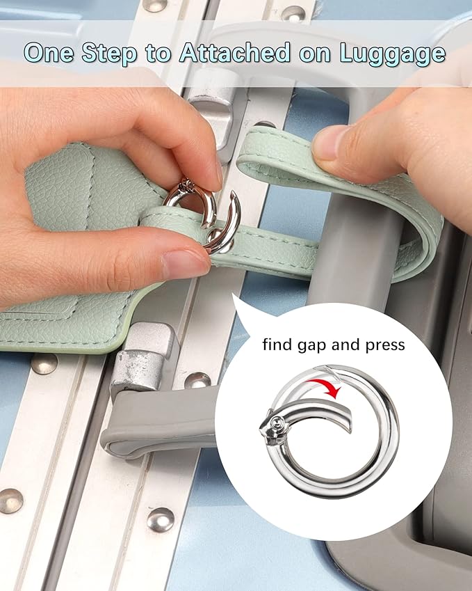 Teskyer Luggage Tags, 3 Pack Premium PU Leather Luggage Tags for Suitcases, Privacy Protection Travel Bag Tags, Lichee Light Green