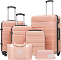 LONG VACATION 6 Piece ABS+PC Hardshell Luggage Set with Spinner Wheels, Lightweight suitcase set with TSA Lock & YKK Zipper