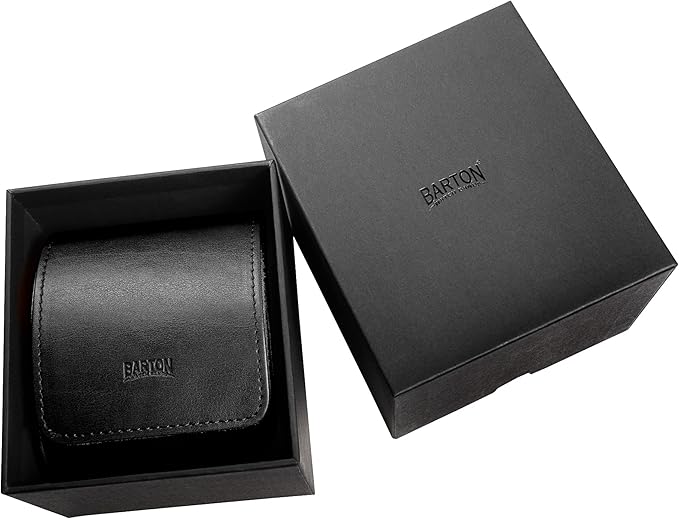 BARTON WATCH BANDS, Watch Roll - Black Recycled Leather Watch Travel Case & Watch Band Storage - 1 Watch Case