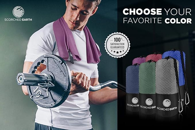 ScorchedEarth Microfiber Travel & Sports Towel Set (Ultra Violet) - XL Set (39x70.5 & 12x24)