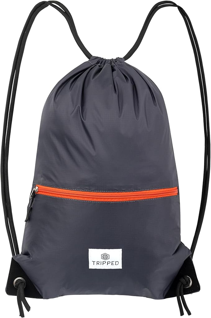 Large Compression Packing Cubes 6 Piece Set for Travel with Lightweight Laundry Bag/Drawstring Backpack for Carry-On Suitcase (Grey/Orange)