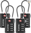 ANVIL 4 Digit Luggage Locks, TSA Locks for Luggage, Advanced TSA008 core, Alert Indicator for Your Travel Lock, Suitcase Lock. (4, Black)