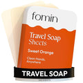 FOMIN - Antibacterial Paper Soap Sheets Tin for Traveling - (100 Sheets) Orange Portable Travel Hand Soap Sheet, Dissolvable Mini Camping Hand Soap for Hand Washing