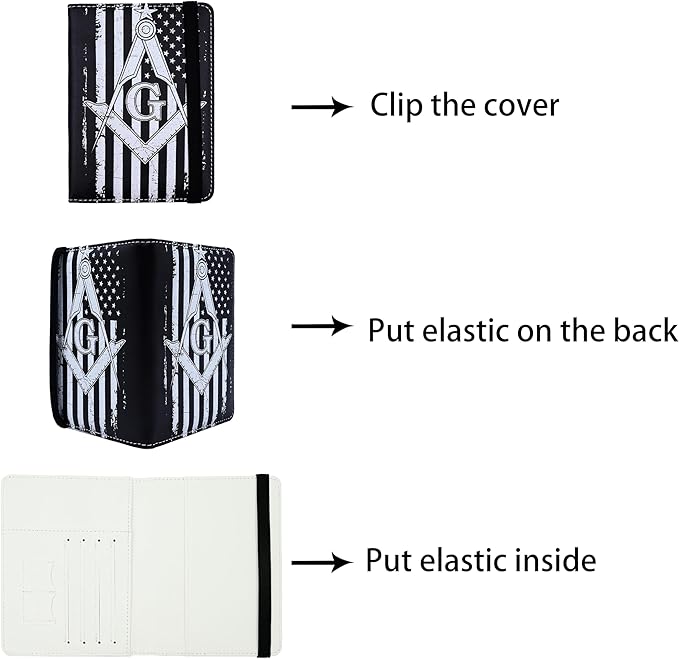 Passport Holder for Women and Men PU Leather Passport Cover for Travel (Masonic)
