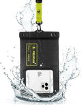 Pelican Marine - IP68 Waterproof Phone Pouch (XL Size) Floating Waterproof Phone Case - Beach Cruise Ship Travel Essentials - Works with All Phones - Detachable Lanyard - Black/Hi-Vis Yellow