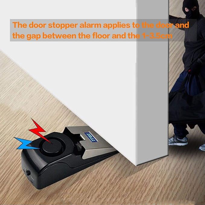 ZZRUI Door Stop Alarm with 120dB Siren, Portable Wedge Door Stopper Security Alarm for Travel, Home, Apartment, Hotel, Entry Alert & Self Defense Device – 1 Pack