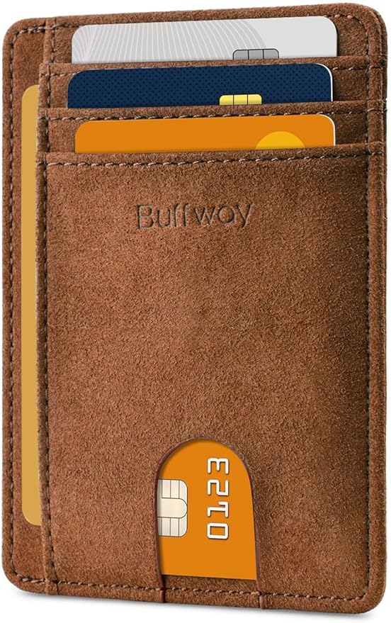 Buffway Slim Minimalist Front Pocket RFID Blocking Leather Wallets for Men and Women - At Sahara Coffee