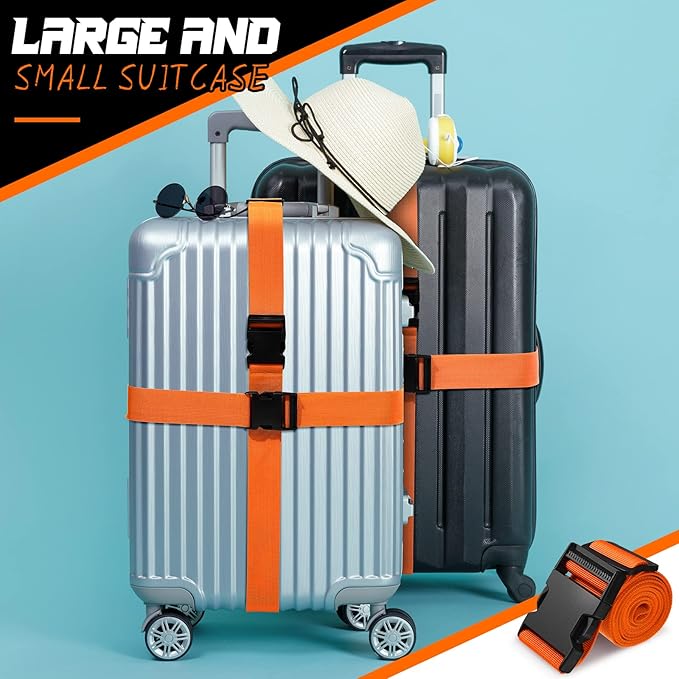 Eccliy 12 Pack Luggage Straps Suitcase Belts Wide Adjustable Packing Straps Travel Belts Accessories for Business Packing(Orange)