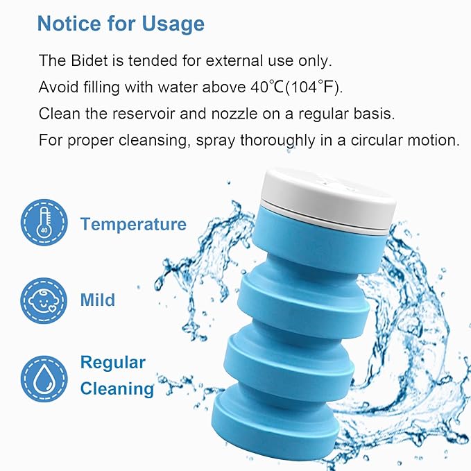 Collapsible Handheld Bidet Portable With Retractable and Angle-Adjustable Nozzle,Hook,300ML,Silicone Peri Bottle For Personal Hygiene Cleaning,Outdoors Camping & Travel,Bidet Sprayer for Women Men 1Pc