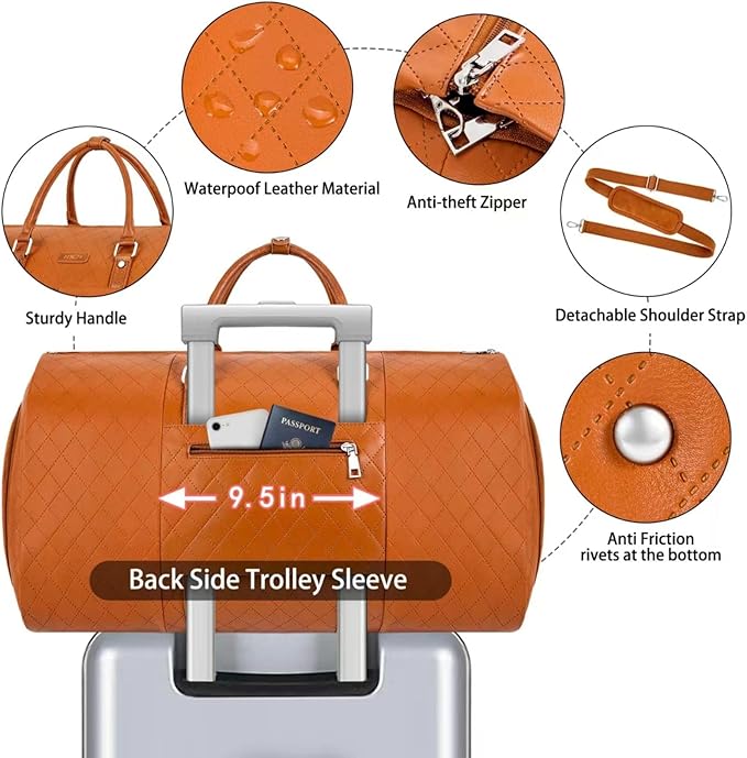 Garment Bag for Travel, Convertible Carry on Garment Duffel Bag for Men 3Pcs Weekender Bag 2 in 1 Hanging Suitcase Suit Bag