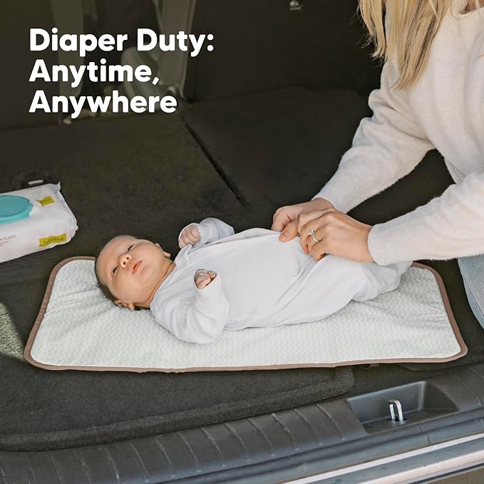 KeaBabies Portable Diaper Changing Pad, Easy Wipe Clean - Foldable Waterproof Baby Changing Mat for Diaper Bag, Compact, Lightweight, 25x13 Baby Changer Travel Essential, Machine Washable (Rainbow)