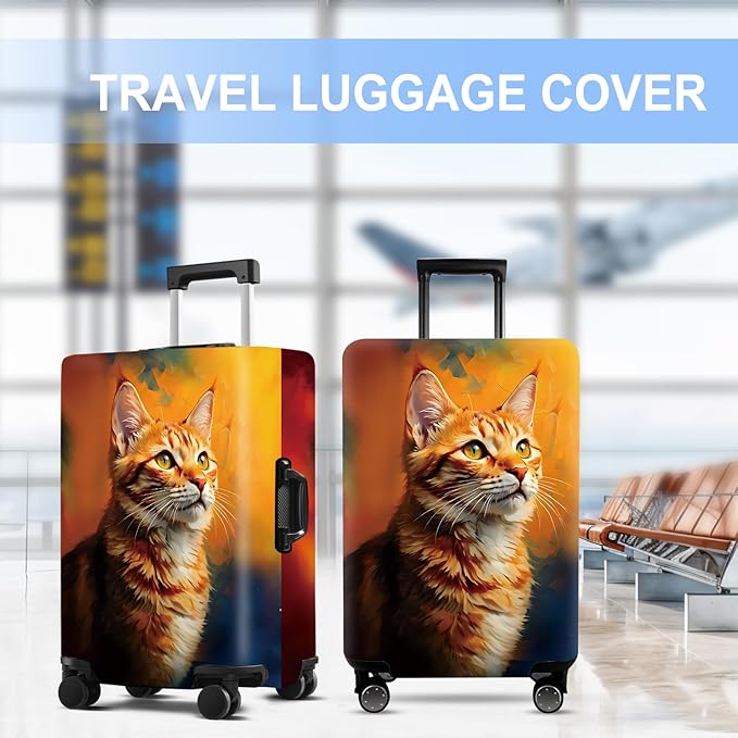 Cat Luggage Cover Washable Suitcase Protector Anti-Scratch,Stretchable Fit for 20-34Inch Luggage Durable Travel Bag Cover with Zipper Closure XL(32-34inch suitcase)