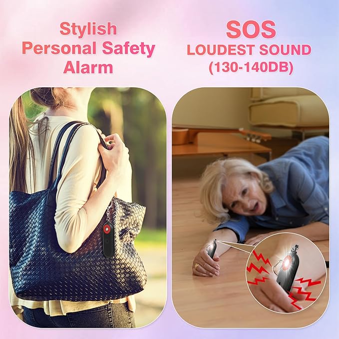 Personal Safety Alarm for Women - 130dB Self Defense Keychains Siren Whistle, Replaceable Battery with SOS LED Strobe Light - Emergency Security Safe Protection Devices for Kids Elderly