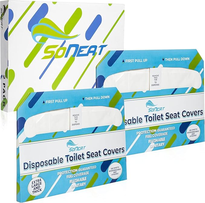 Disposable Toilet Seat Cover - 200 Sheets of XL Half Fold Flushable Paper Toilet Seat Liners for Commercial and Public Facilities, Premium Portable Potty Covers for Kids, Colorful (2 Pack)