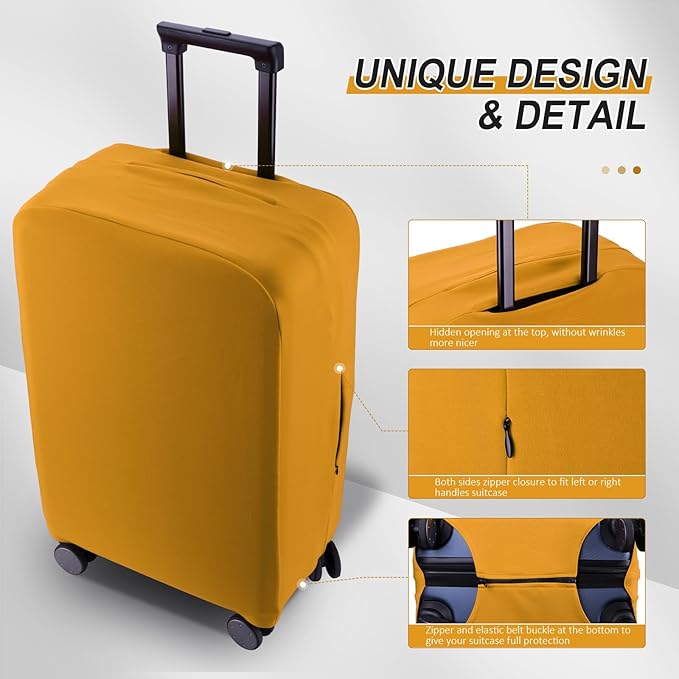 Travel Luggage Cover Suitcase Protector Scratch-Resistant Fit 19-31 Inch Suitcase, Not Included Suitcase (Yellow, L(26-27 inch))