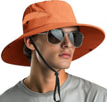 NPQQUAN Ponytail Sun Bucket Hats for Women Men Wide Brim UPF 50+ Fishing & Beach Hats