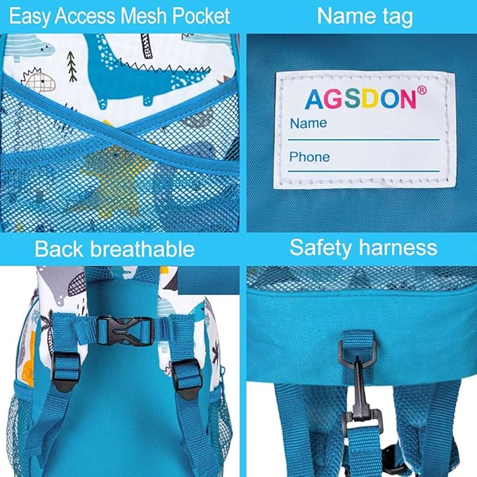 CCJPX Toddler Backpack with Leash, 9.5" Baby Boys Dinosaur Safety Harness Leashes Small Bag