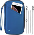RFID Passport Holder for Family - Large Travel Wallet Holder with Zipper Pocket, Lightweight Portable Document Organizer Passport Card Cover, Blue