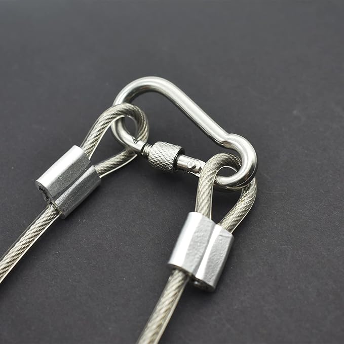 5 Pcs 5mm Wire 24 inch Vinyl Coated Stainless Steel Cable with Loops Short Wire Rope Lanyard Lock Security Chain Link for Outdoor Gates, Clear(5mm x 24inch)