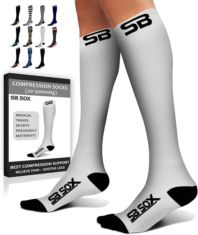 SB SOX Compression Socks for Men & Women (20-30 mmHg) - Best Support Stockings for Travel, Medical, and Sports - Perfect for Everyday Wear