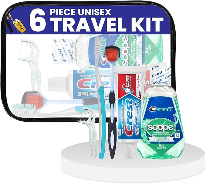 Trektote 6-Piece Travel Size Toothbrush and Toothpaste Set (25 Pack) - TSA Approved Toothbrush Travel Kit - Includes Toothpaste and Mouthwash - Dental Oral Care Kit