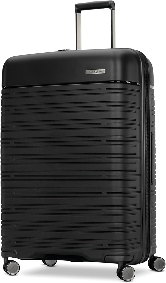 Samsonite Elevation Plus - Large Hardside Luggage - Scratch Resistant Polypropylene Shell, RightHeight™ Adjustable Handle, Integrated AirTag Holder, TSA Lock, WetPak™ Compartment - Triple Black