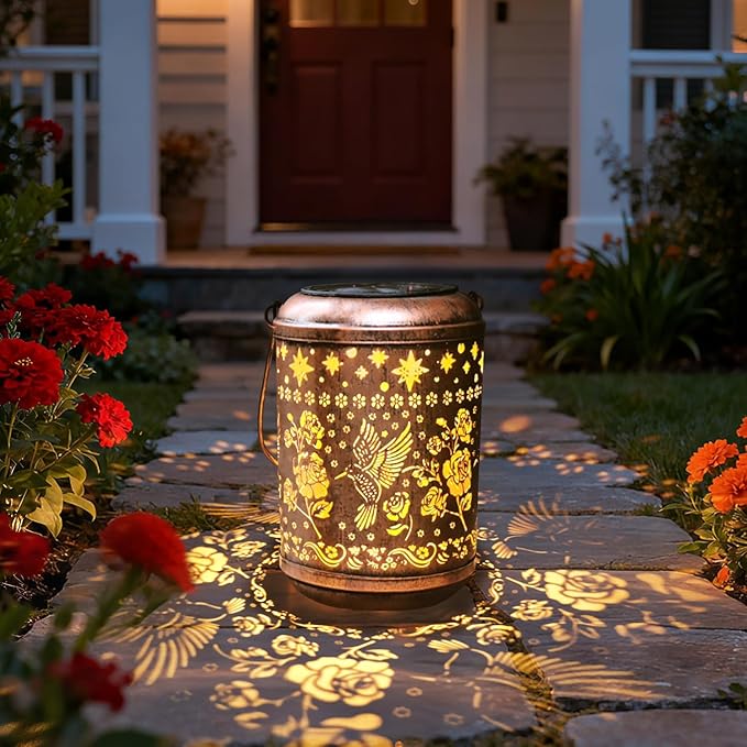 Solar Lanterns Outdoor Waterproof Hummingbird Christmas Garden Decor for Outside Birthday Gifts for Women Mom Grandma Hanging Solar Lights Metal Decoration for Yard, Patio,Backyard,Porch