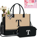 TOPDesign Personalized Initial Canvas Tote Bag, for Wedding, Birthday, Beach, Perfect Gifts for Women, Mom, Teachers, Friends