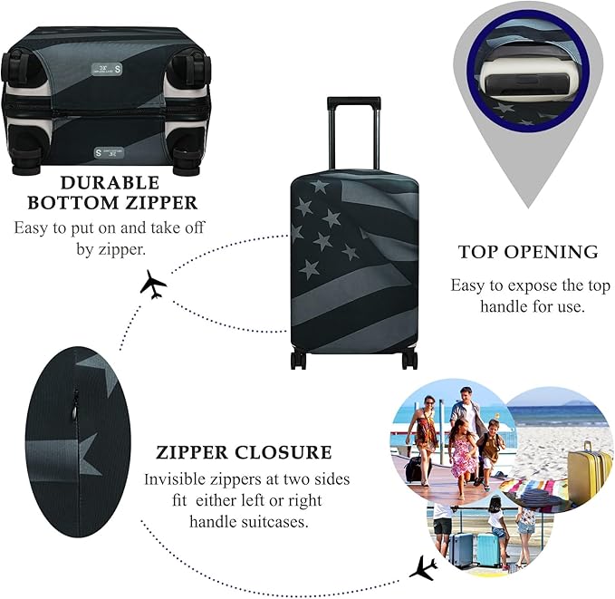 Explore Land Travel Luggage Cover Suitcase Protector Fits 23-26 Inch Case (Flag, M)