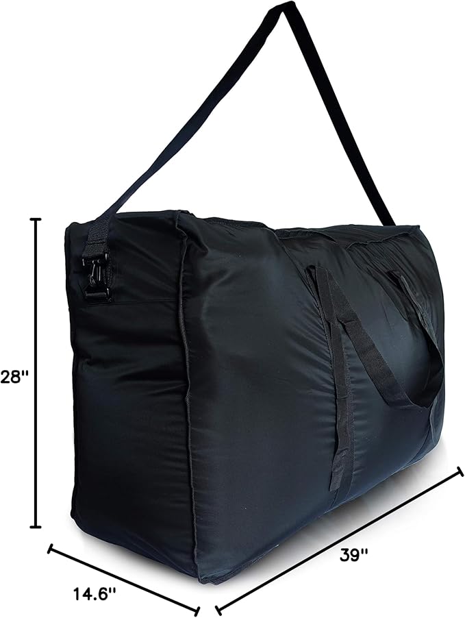 Plago Professional Quality Nylon Extra Large Duffel Bag, Lightweight Foldable Water Repellent, Cargo for Travel, Folding Bike, Tent Mattress Closet Storage (XXXL: 262L capacity (39""x28""x14.6""))