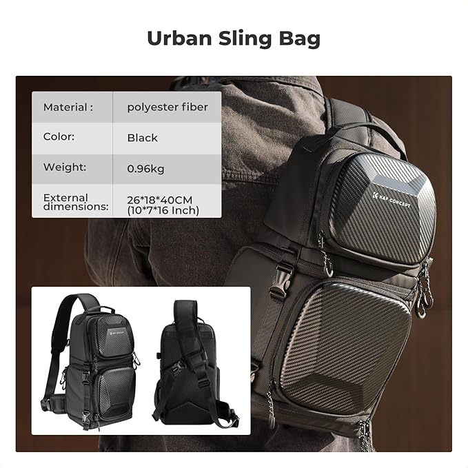 K&F CONCEPT Camera Sling Bag Crossbody Bag Hardshell Camera Shoulder Backpack DSLR/SLR/Mirrorless Camera Case Photography Bags for Photographer