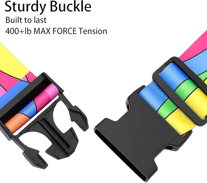 Colorful Luggage Straps for Suitcases, Adjustable Luggage Travel Belts to Keep Luggage Security While Travel, Strong Polyester Fabric, Easy-to-Recognize Stylish Design Travel Accessories, 2 Pack