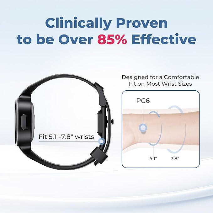 EmeTerm Smart FDA-Cleared Anti-Nausea Wristwatch Touchscreen IP67 Waterproof Morning Motion Sickness Relief Rechargeable Fast Acting Drug Free