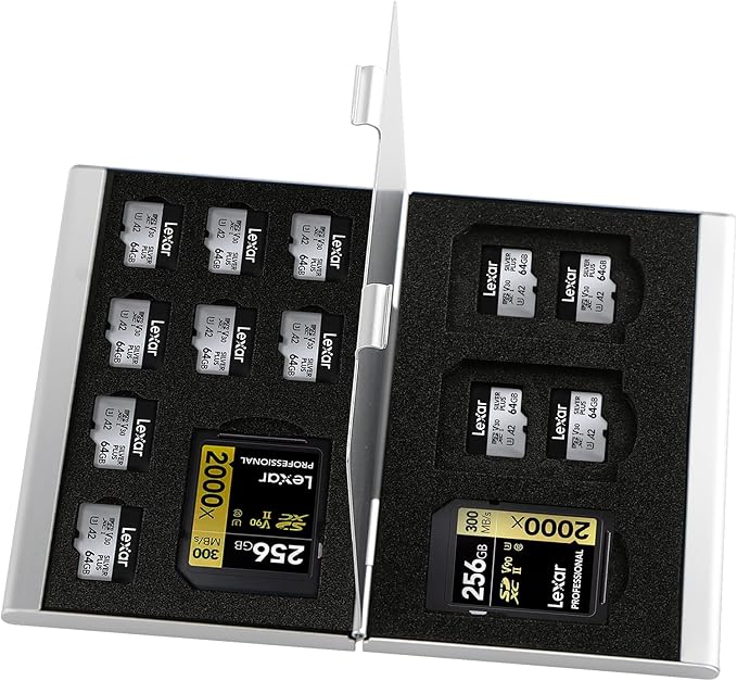 Aluminum SD Card Case, 18Slots Ultrathin SD Card Holder, Memory Card Storage Holder,Fit for 4 SD Card, 14 Micro SD Card, Silver
