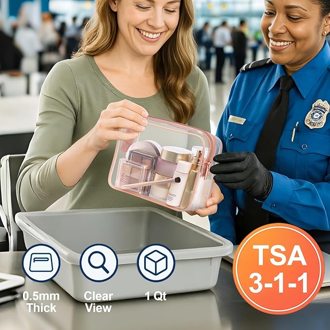 PACKISM Clear Makeup Bag - 2 Packs TSA Approved Toiletry Bag for Women Quart Size Travel Bag TSA Approved, Clear Toiletry Bags for Traveling, Yellow