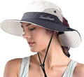 ZOORON Women's Ponytail Safari Sun Hat,Wide Brim UV Protection Outdoor Bucket Hat,Foldable Beach Summer Fishing Hat