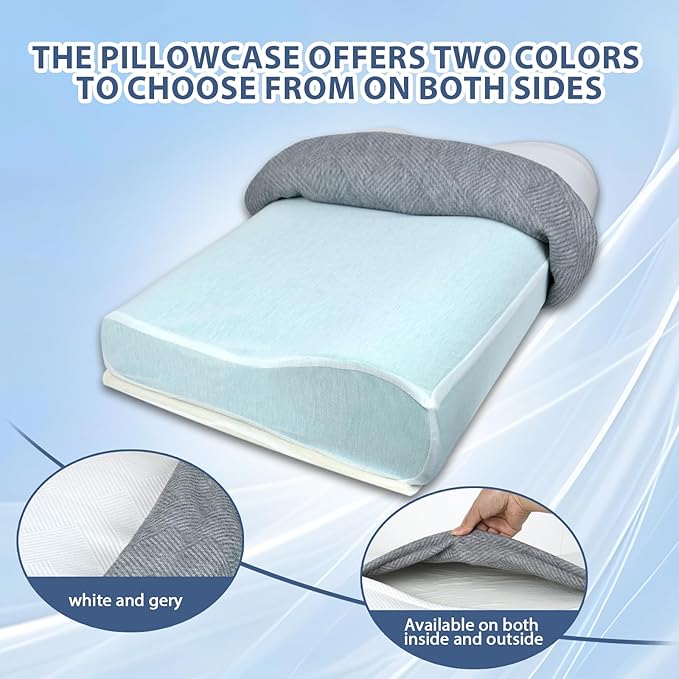 Memory Foam Pillow for Neck & Shoulder Pain Relief - Ergonomic Orthopedic Pillow with Removable Dual-Sided Breathable Pillowcase, CertiPUR-US Certified for Side/Back Sleepers, White & Grey