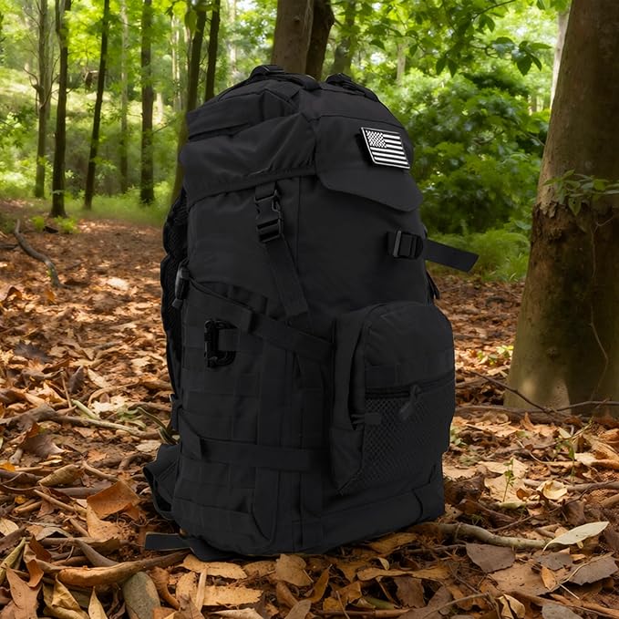 50L Tactical Backpack for Men and Women, Water-Resistant Molle Rucksack, Large Military Assault Pack for Hiking, Hunting, Camping, Gym & Outdoor Survival Black