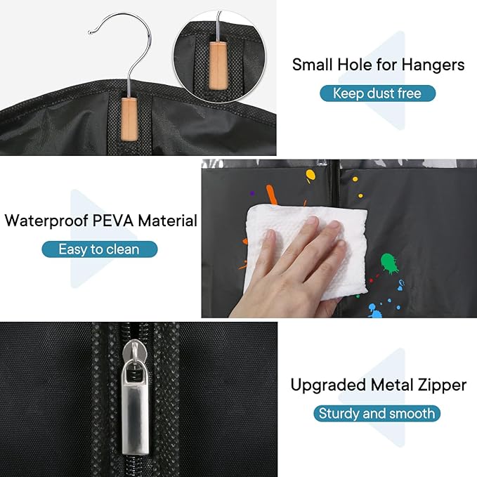 43" Suit Bags for Closet Storage and Travel, Garment Bags for Hanging Clothes, Suit Garment Bag for Men, Black Suit Cover Bags with Clear Window for Coats, Jackets, Shirts（5 Packs）
