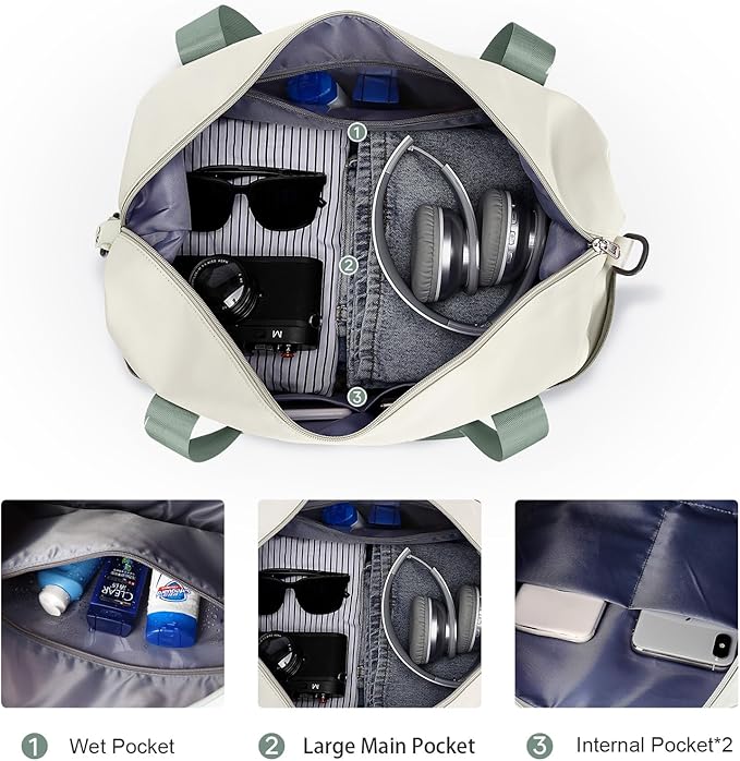 Travel Duffel Bag, Sports Tote Gym Bag, Shoulder Weekender Overnight Bag for Women