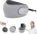 Compact Travel Pillow with Adjustable Straps & Washable Cover, Portable Neck Pillow Airplane with Case & Hook, Chin Support Pillow Relieves Pain & Pressure for Trips, Office, Car & Home Use