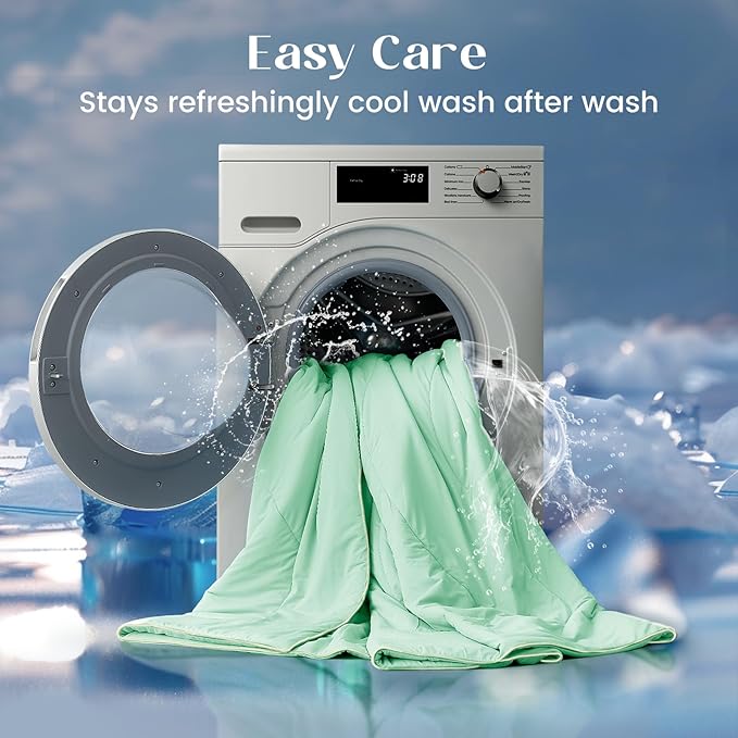 Dream Valley® Outlast® Deepsleep Cooling Comforter, Twin Size, NASA-Grade Space Technology Cooling Blanket for Hot Sleepers Night Sweats, Q-Max > 0.45 Aerocool™ Breathable, Mint Macaron, 68"x90"