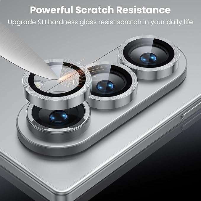 WSKEN for Z Fold 7 Camera Lens Protector Case Cover - Ultra HD Anti-Reflective Tempered Metal Glass Anti Scratch Rear Camera Screen Protector Film for Samsung Galaxy Z Fold 7 5G Accessories,Silver