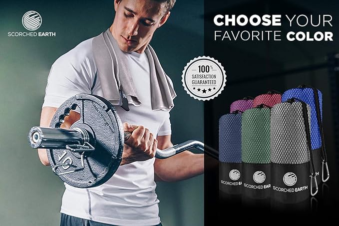 ScorchedEarth Microfiber Travel & Sports Towel Set (Slate Gray) - XL Set (39x70.5 & 12x24)