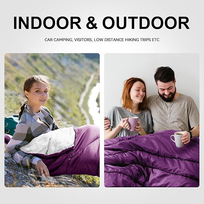 Sleeping Bags for Adults Cold Weather,Portable, Waterproof,Lightweight Camping Sleeping Bag for Tall Girls Boys with Compression Sack for Warm Camping, Hiking, Outdoor & Indoor