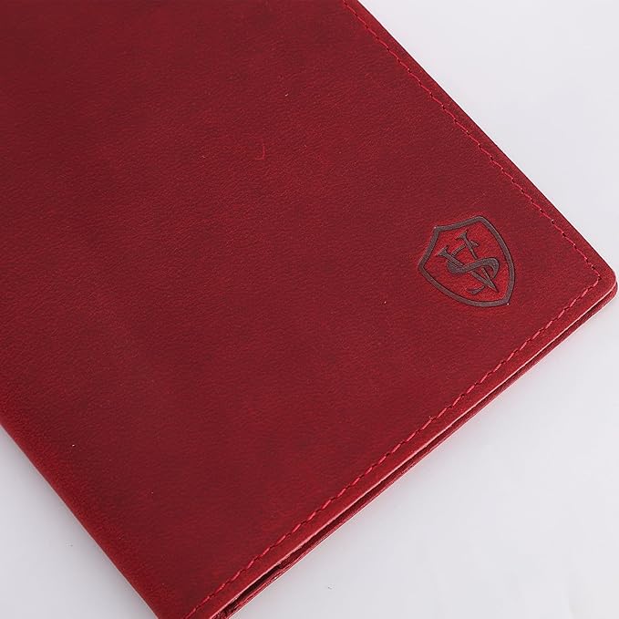 STAR VISTA Albatross Leather Travel Passport Holder, Minimalist Design, Full Grain Leather Case for Women and Men - Slim Passport Wallet, Bifold, RFID Blocking, Crimson Red