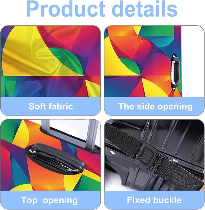 Luggage Cover Washable Suitcase Protector Anti-Scratch,Stretchable Fit for 20-34Inch Luggage Durable Travel Bag Cover with Zipper Closure (Multicolored, S(fits 20-22inch suitcase))