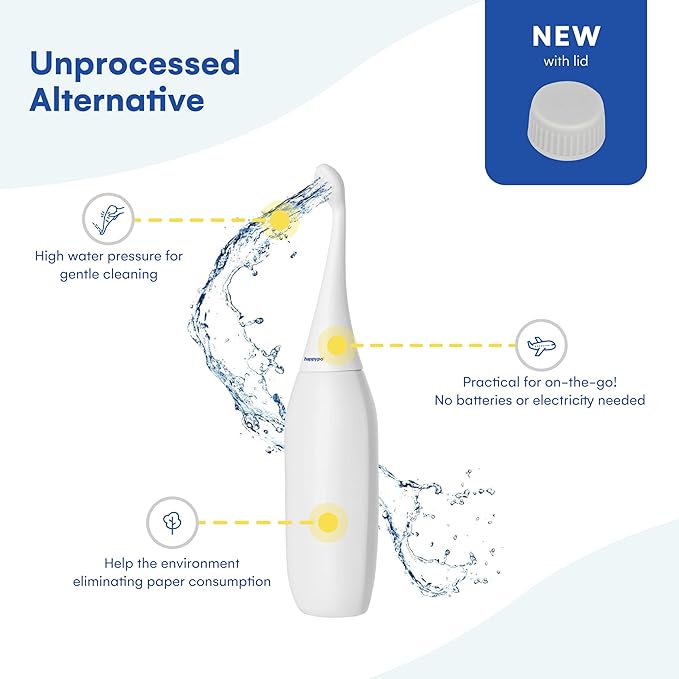 The Original HAPPYPO Travel Bidet - Handheld Bidet for Gentle Cleansing - Portable Hygiene Bottle for Home or Travel - Replaces Wet Wipes and Douche Bottles for Women