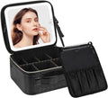 Chomeiu Makeup Bag with LED Mirror, Travel Makeup Case for Women and Makeup Artists Cosmetic Organizer Large Make Up Bags with Light Up Mirror, 3 Color Lights, Adjustable Dividers, Crocodile Pattern