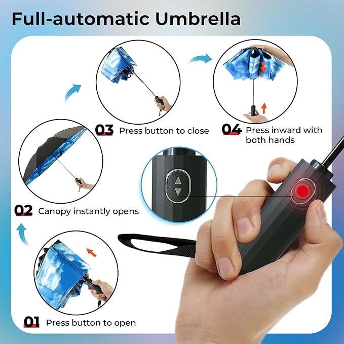 LLanxiry Compact Travel Umbrella, Mini Windproof Umbrellas for Rain & Sun, Small Lightweight Outdoor UV Umbrella, Portable Folding Umbrellas for Travel